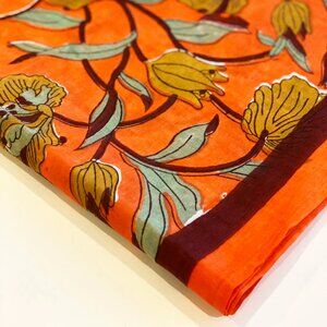 Amisha Cotton Silk Scarf in Geranium